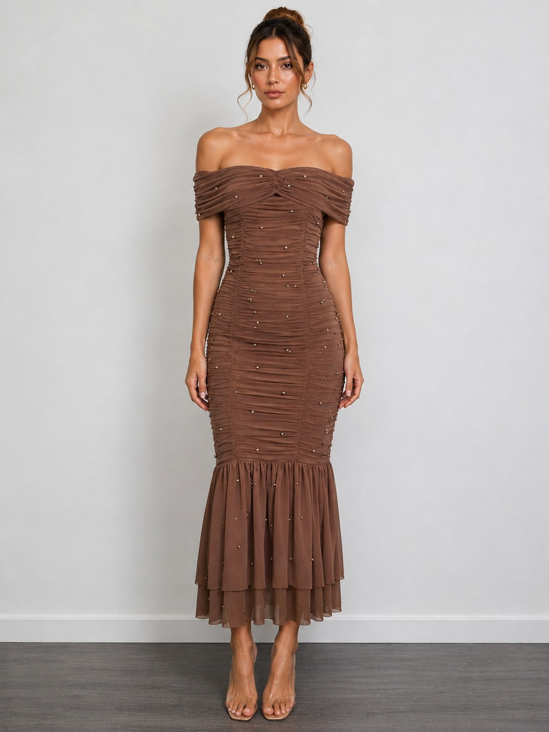 brown pink dress Bella Midi A refined statement for venngroup:kimberly Size 22 – Dress Wood:Sap Cherry